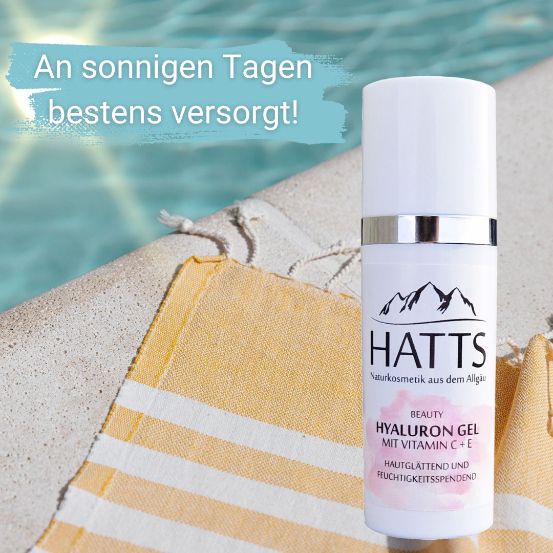 HATTS Hyaluron Gel an sonnigen Tagen.