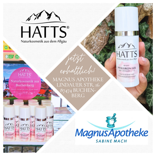 HATTS Hyaluron Gel - Naturkosmetik aus dem Allgäu ab sofort in der Magnus Apotheke in Buchenberg erhältlich