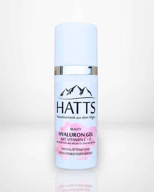 HATTS Naturkosmetik aus dem Allgäu Hyaluron Gel mit Vitamin C + E, Aloe Vera, Bio-Arganöl und Bio-Acaiöl