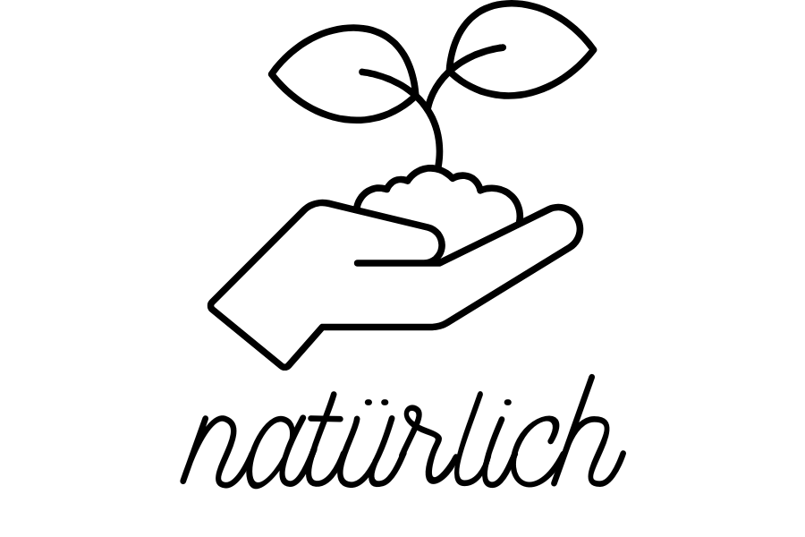 Illustriertes Icon einer Hand die ein Blatt hält – Symbol für natürliche Inhaltsstoffe in HATTS® Naturkosmetik