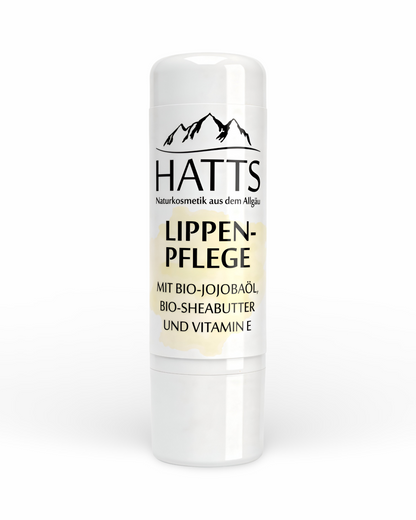 HATTS Lippenpflegestift mit Bio-Sheabutter, Bio-Jojobaöl und Vitamin E – vegane Naturkosmetik Lippenpflege.