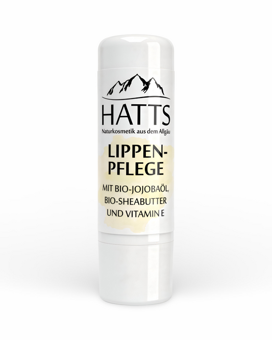 HATTS Lippenpflegestift mit Bio-Sheabutter, Bio-Jojobaöl und Vitamin E – vegane Naturkosmetik Lippenpflege.